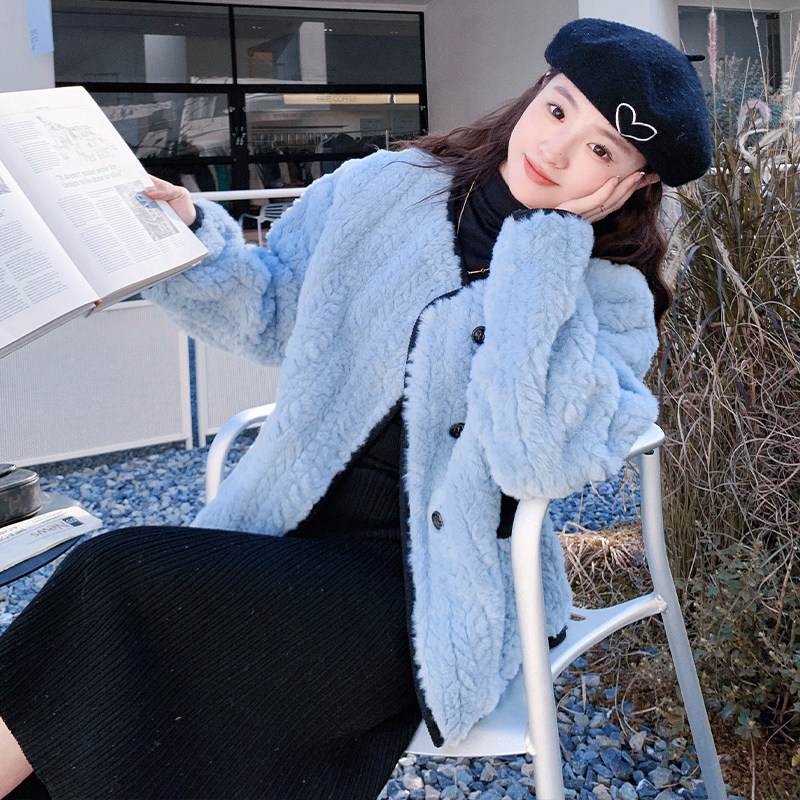 现货主推小香风仿濑兔毛羊羔毛外套皮毛一体207-J8830P175控258，女装皮草，卡莱