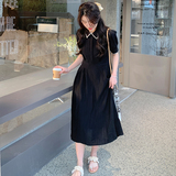 现货22夏新主赫本风贝壳绣连衣裙褶皱衬衫裙207-J788P110控168，女装连衣裙，卡莱