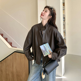 【新款】立领蛋白皮皮衣短外套207-8032P150控248，女装短外套，卡莱