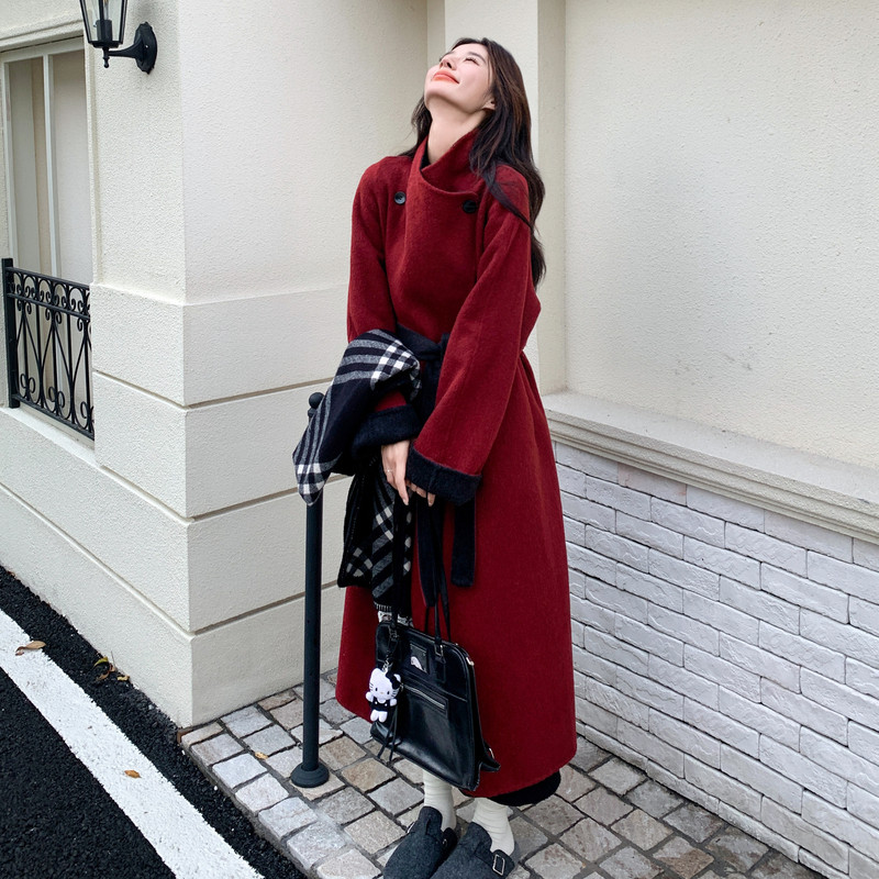 新款现货撞色双面尼70羊毛大衣外套207-1823P300控428,女装毛呢外套,卡莱