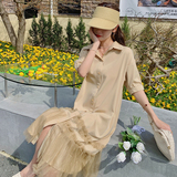 大货已出主推22夏新网纱拼接连衣裙衬衫裙207-J2208P100控158，女装连衣裙，卡莱