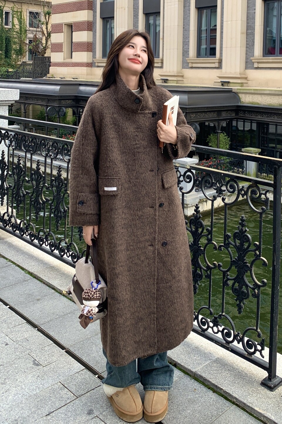 新款现货复古立领双面尼大衣70羊毛外套207-1855P300控428,女装毛呢外套,卡莱