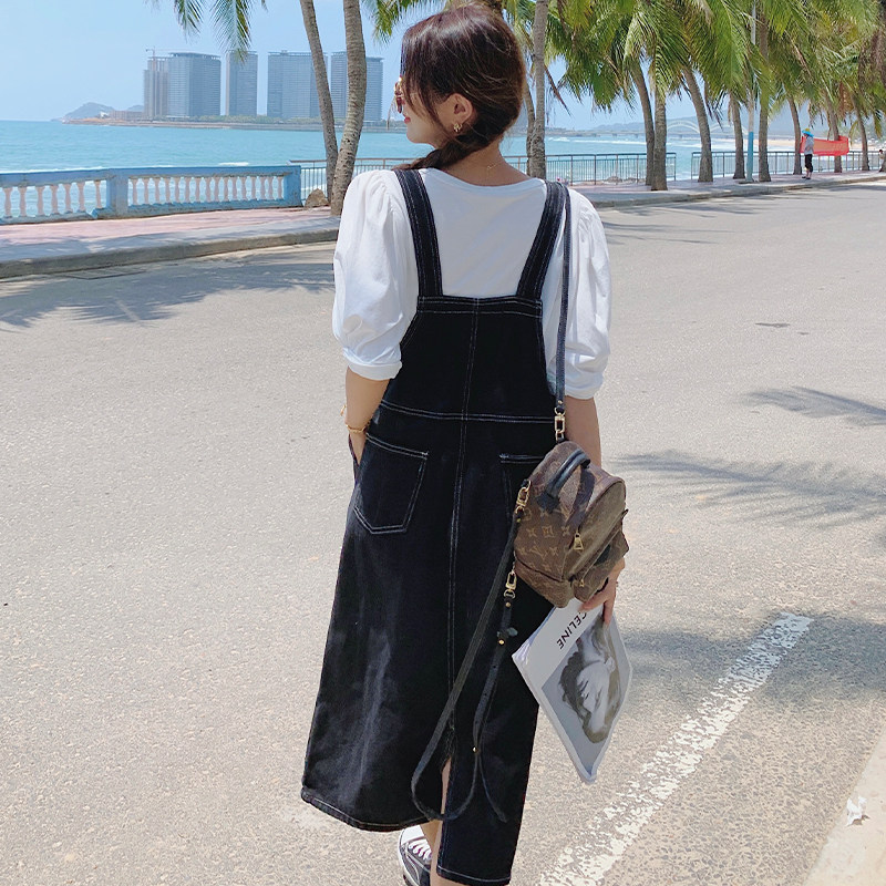 牛仔背带连衣裙女夏季女装2025新款夏装港味复古chic裙子,女装连衣裙,卡莱