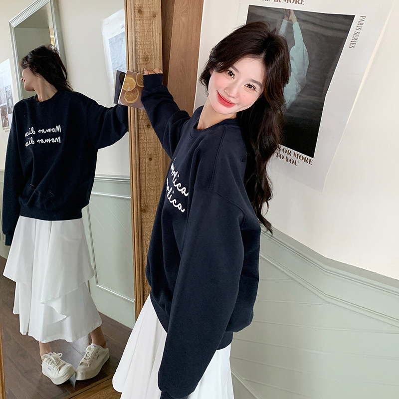 时尚假两件卫衣连衣裙女2025春新款韩系宽松显瘦慵懒风休闲长裙子,女装连衣裙,卡莱