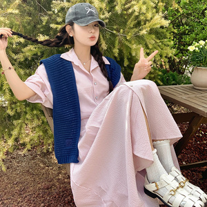 法式复古气质条纹衬衫套装女2025夏季新款显瘦上衣半身长裙两件套,儿童时尚夏鞋和夏裙穿搭9岁图片