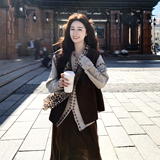 【新款】麂皮马甲衬衣半裙围巾4件套装207-8039P225控368，女装套装/套裙，卡莱