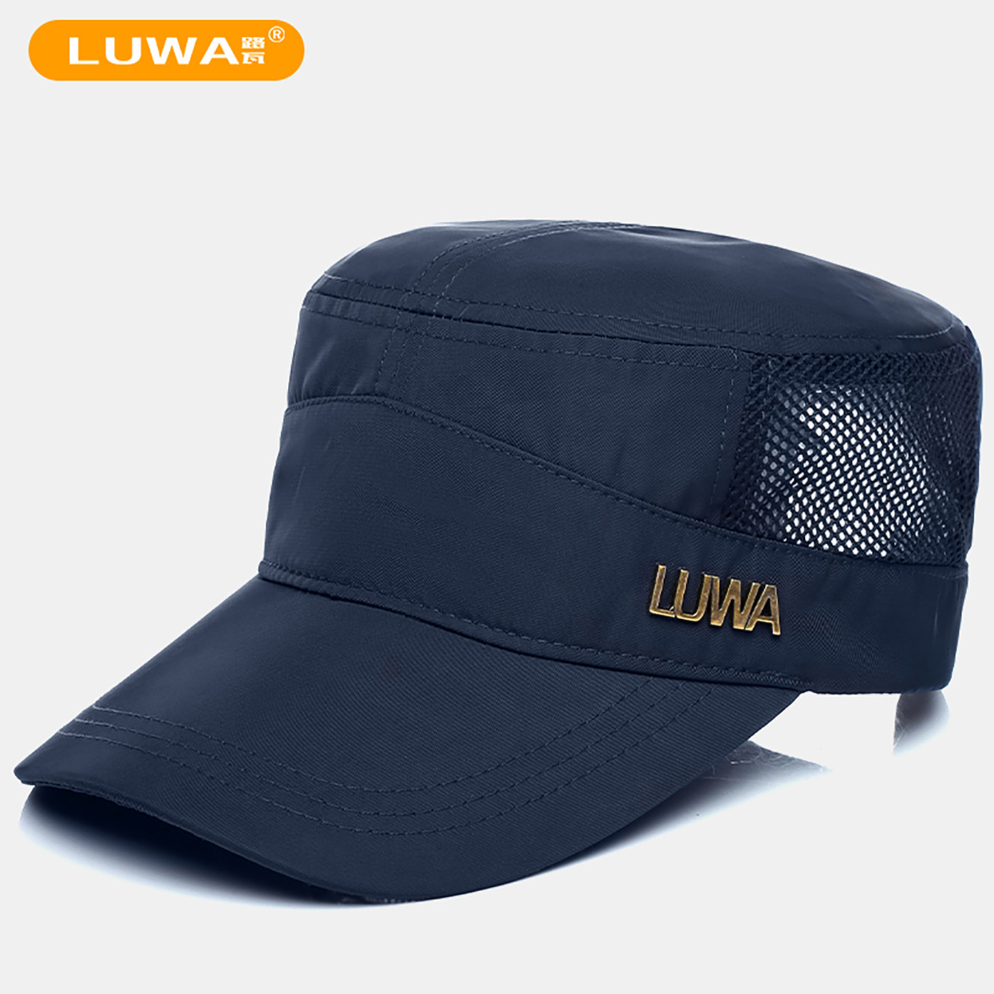 夏季中老年平顶帽户外加长帽檐透气速干凉帽男士韩版大头围鸭舌帽