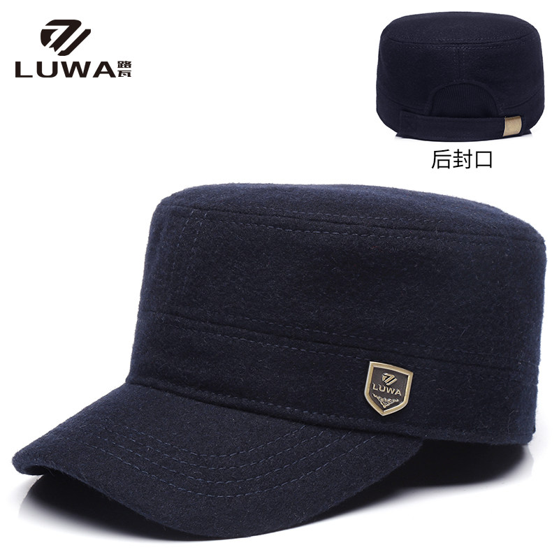 羊毛平顶帽男士冬季后不透风特大