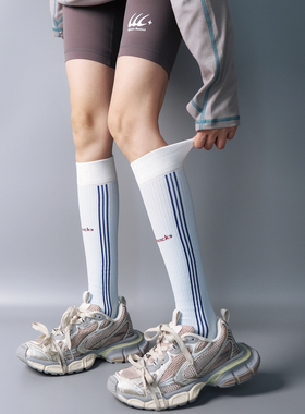 ROUJOY|vintage运动风白蓝压力秋季女骑行户外登山健身跑步小腿DF