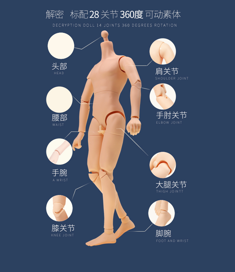 男素体兵人bjd28关节可动普肌