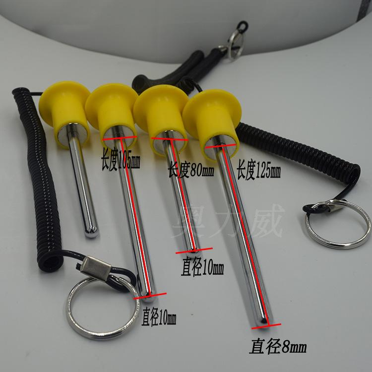 Fitness equipment accessories magnetic latch gym with wire magnetic pull pin weight block pin yellow head galvanized pin