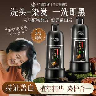 染发膏一洗黑天然无刺激一支黑泡泡染发剂植物纯官方旗舰店正品 牌