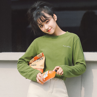 早秋2023新款显瘦内搭纯色长袖上衣chic慵懒风宽松减龄百搭T恤女