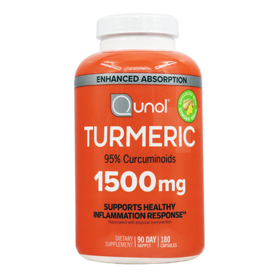 现货速发美国Qunol酋诺1500mg高含量黑胡椒姜黄素胶囊易吸收180粒
