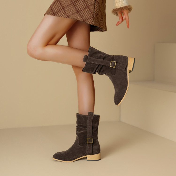 外贸41到48特大码女鞋42时尚43中跟女靴子44绒面45短靴46 47YQ46W