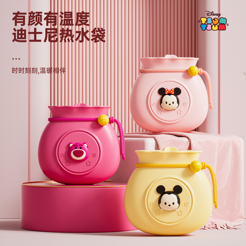 新款草莓熊硅胶热水袋迷你可爱卡通注水防爆便携食品级暖宝宝批发