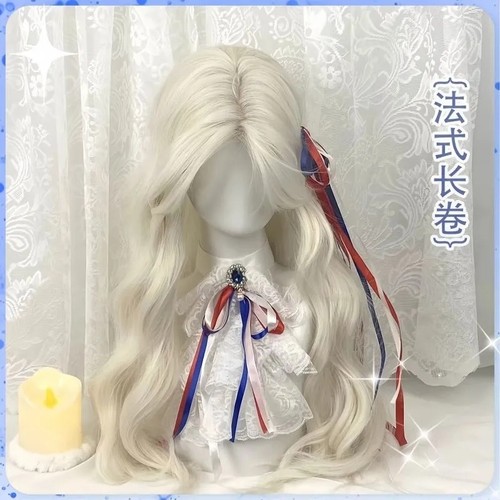 【法式公主】奶白金ch假发女中分法兰西cos甜妹日常波浪长卷头套