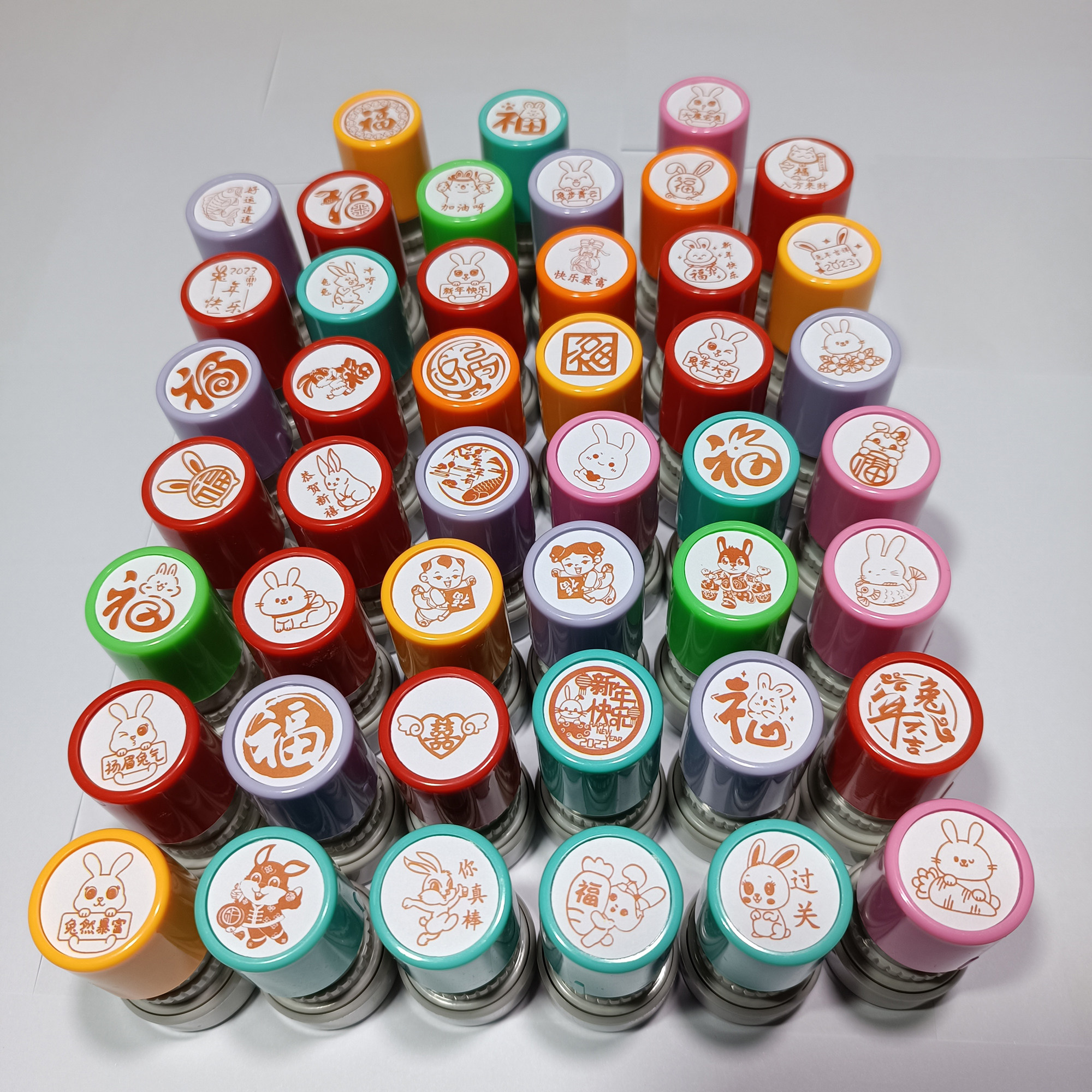 中秋活动打卡兔印章2024年新款可爱儿童手账文具礼物新年兔年印章