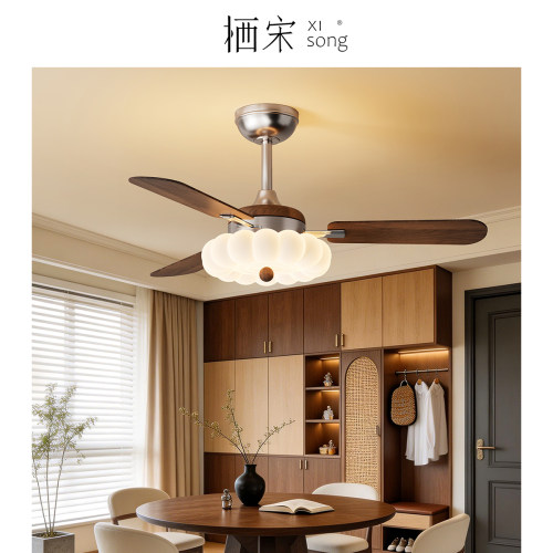 2026新款风扇灯客厅餐厅卧室书房现代简约直扇吊扇LED全光谱灯具