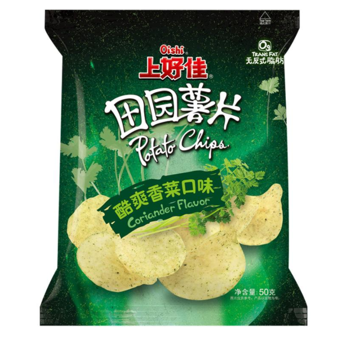 上好佳田园薯片50克香菜芥末味休闲零食小吃满20元包邮