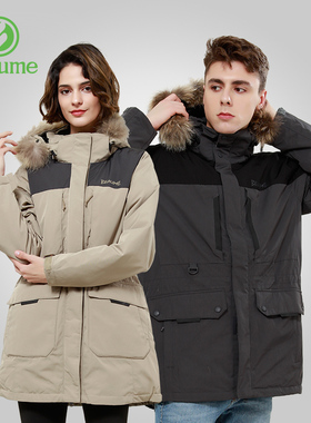 RY宝美Beaume户外加厚羽绒服男女中长款大毛领秋冬防风保暖北客