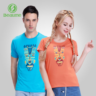 Beaume宝美棉短袖 休闲上衣 t恤女北客情侣款 圆领印花透气男夏季