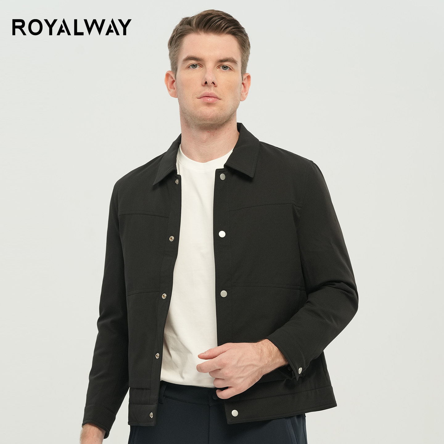 royalway男式翻领轻便羽绒服-鸭绒防泼水修身休闲户外