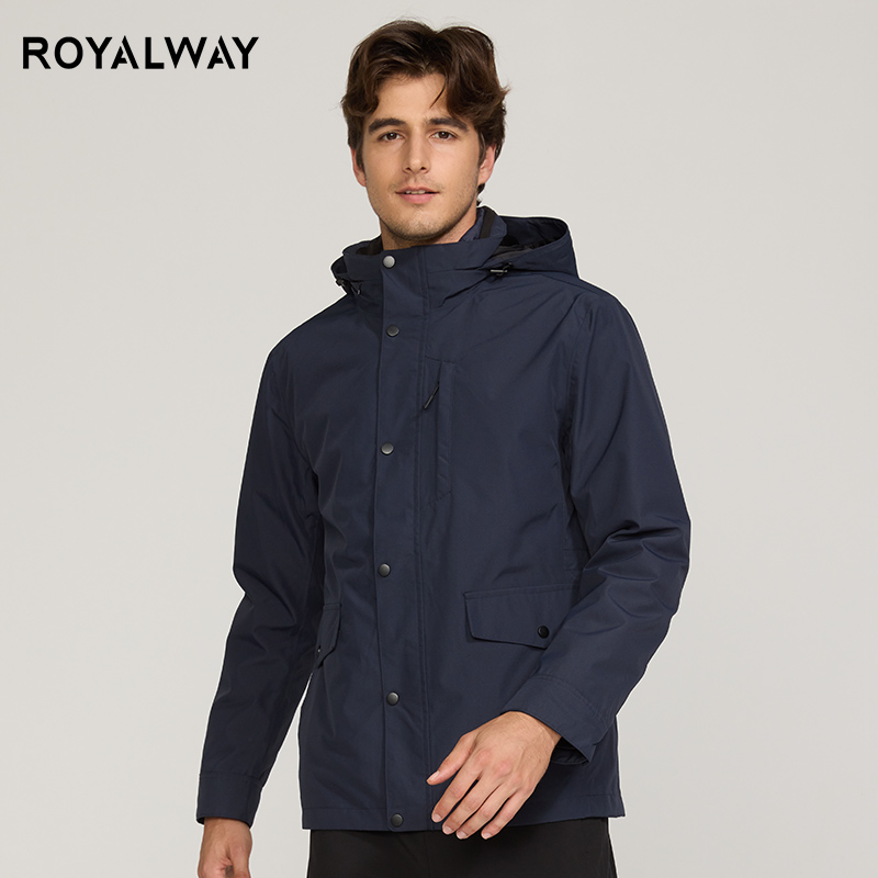 royalway男式三合一套鸭绒内胆冲锋衣一衣多穿防风防水蓄热