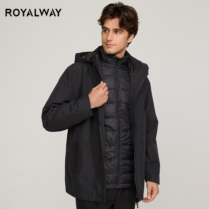 royalway男式三合一套羽绒冲锋衣-鸭绒