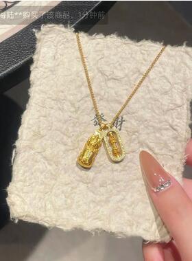 领翱好物甄选金灿灿貔貅项链铜合金新中式吊坠女高级感轻奢锁骨链