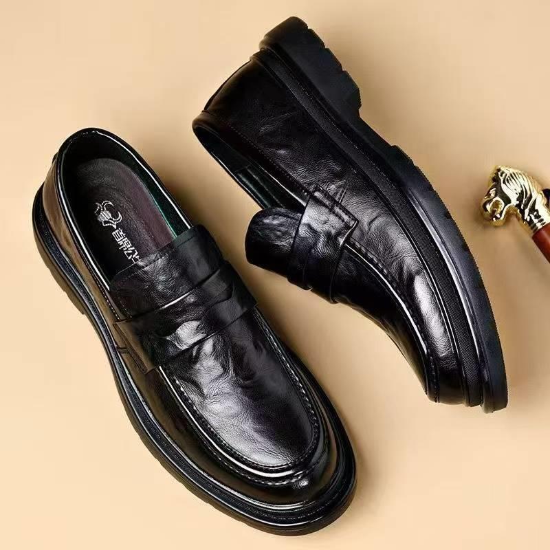 宏嫩男鞋轻奢高端帕拉鞋新款男士商务皮鞋一脚蹬结婚面试休闲鞋子