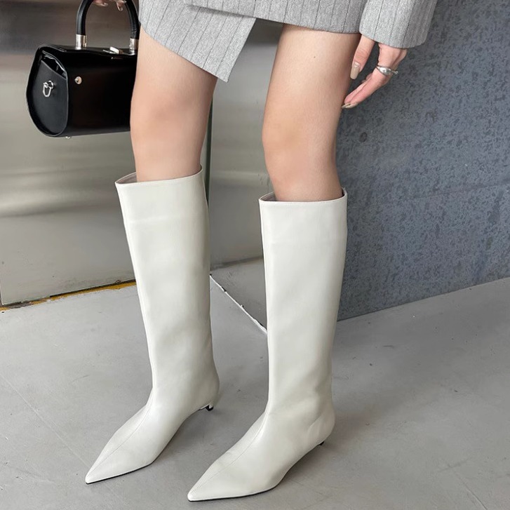 秋冬尖头长筒靴女2025新款