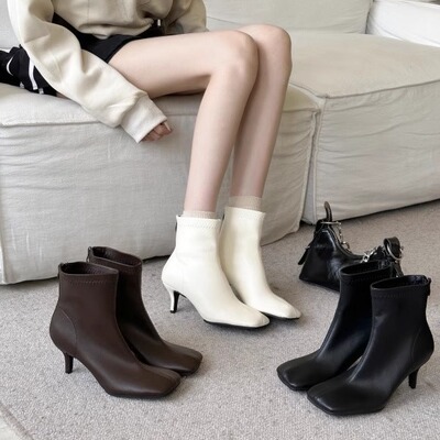 细跟瘦瘦靴女短靴百搭高跟鞋