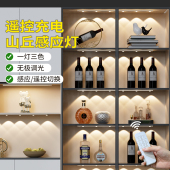 遥控感应led整体橱柜灯条衣柜层板灯带充电免接线 线酒柜展示柜山