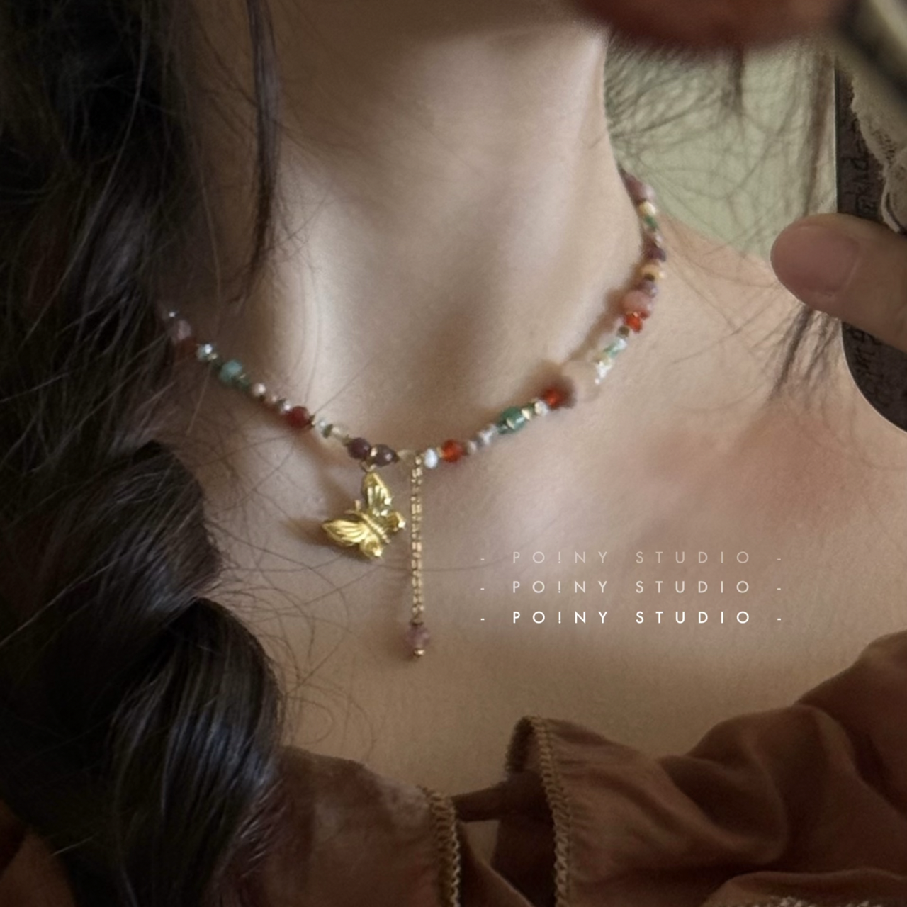 小众设计天然石蝴蝶串珠项链女高级感轻奢锁骨链毛衣链新款,饰品/流行首饰/时尚饰品新,项链,淘宝优惠券,粉丝福利购,淘宝优惠卷