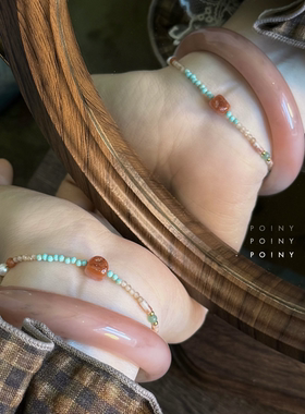 轻奢玛瑙串珠蓝松石手链女小众设计精致手串高级感可调节手饰新款