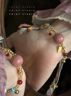 民族风多元素彩色手工编织手链女百搭复古国风流苏合香珠药珠手绳