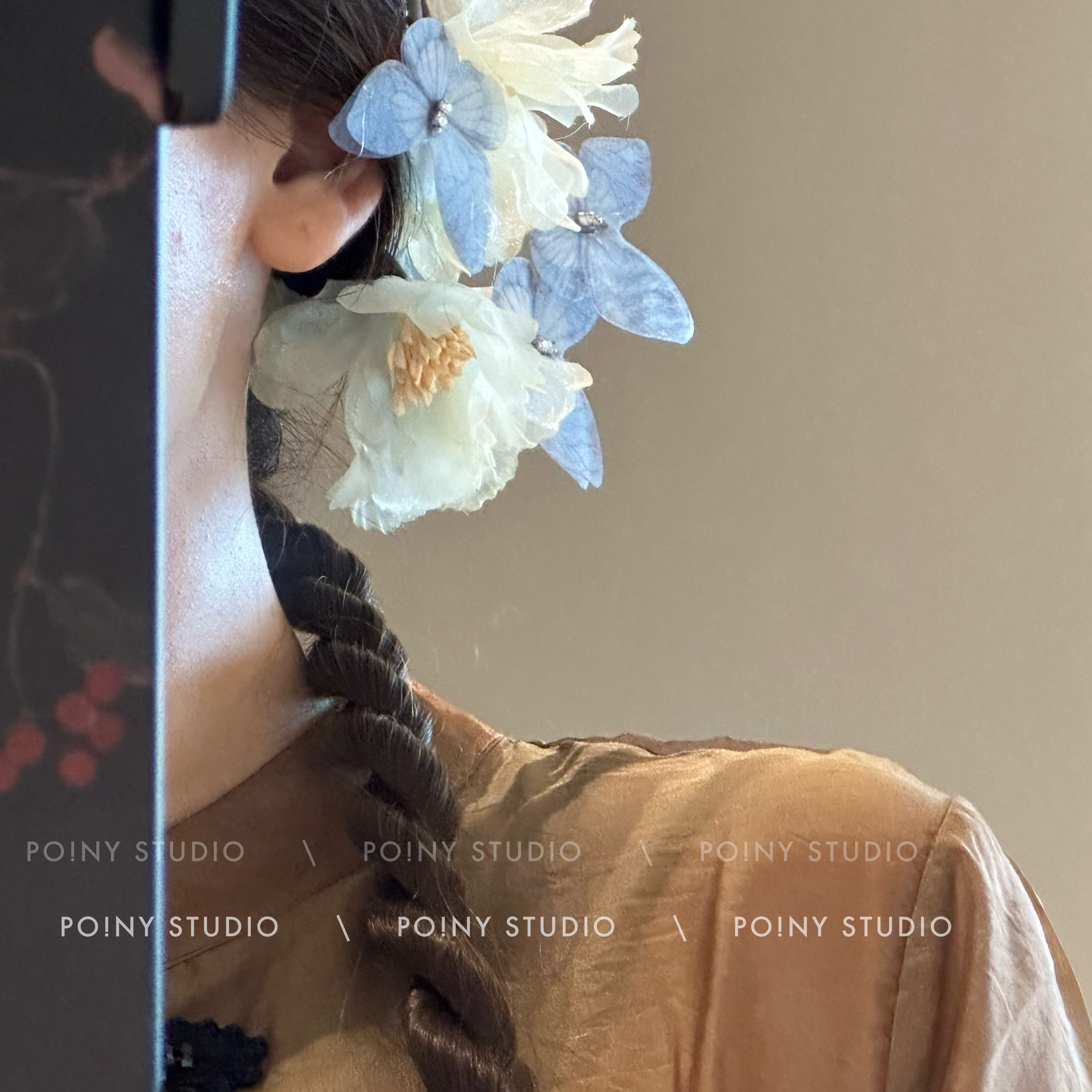 牡丹绢花手工发夹薄纱古风