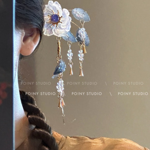 冰花寻芳国风新中式花朵流苏发簪发饰女高级感古风旗袍头饰发钗