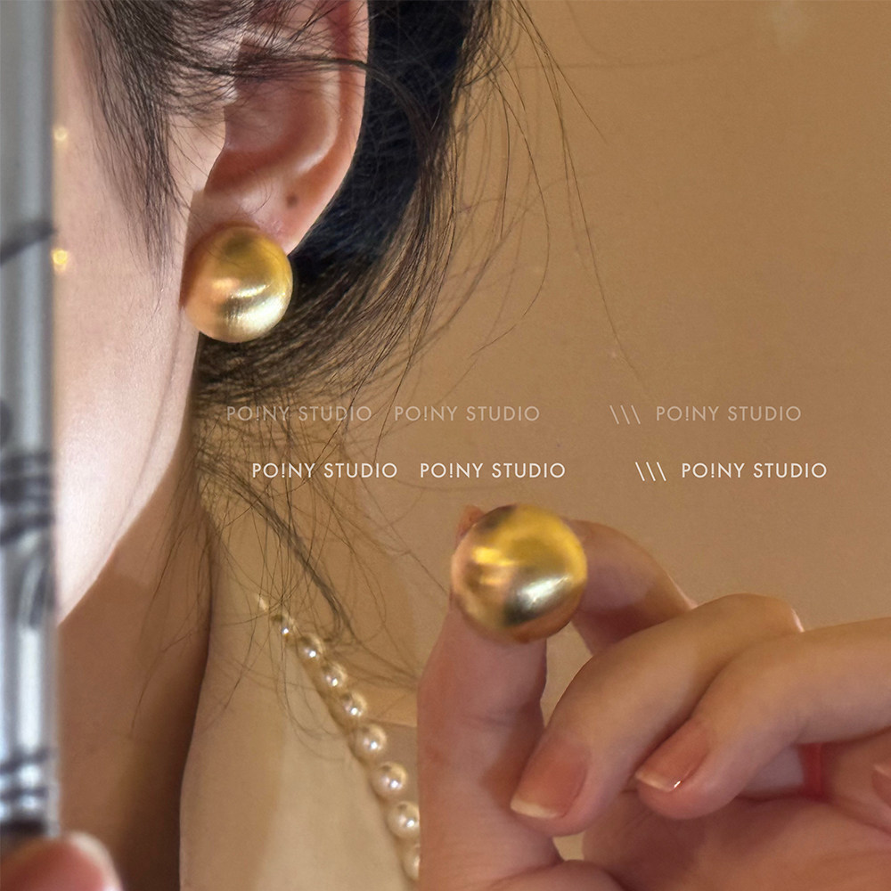 金属磨砂拉丝耳钉女2024新款爆款高级感金色圆球耳环耳饰秋冬百搭,饰品/流行首饰/时尚饰品新,耳钉,淘宝优惠券,粉丝福利购,淘宝优惠卷