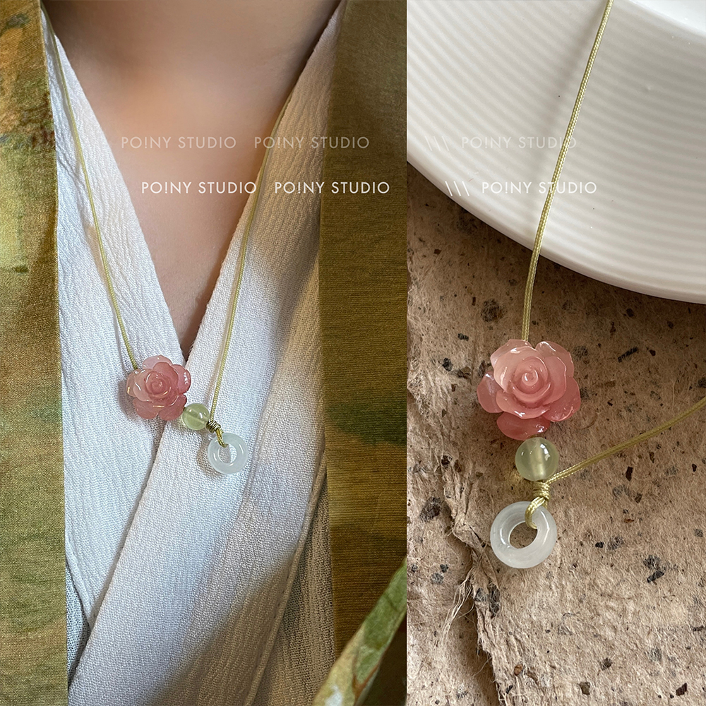 项链国风挂绳花朵新中式原创
