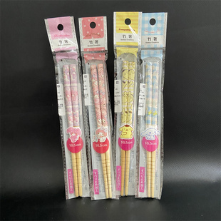 日本三丽鸥正版 筷子儿童可爱印花竹筷练习筷16.5cm卡通家庭训练筷