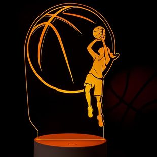 3D立体亚克力LED台灯扣篮运动员造型视觉灯USB触摸变色小夜灯跨境