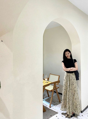 ThreeH du家自制天丝印花裙裤女夏季新款a字显瘦百搭休闲阔腿裤裙