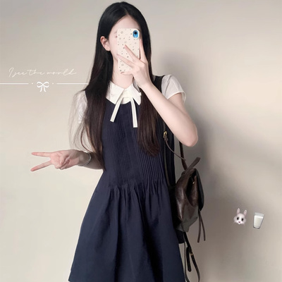 纯棉显白氧气感衬衫连衣裙套装女