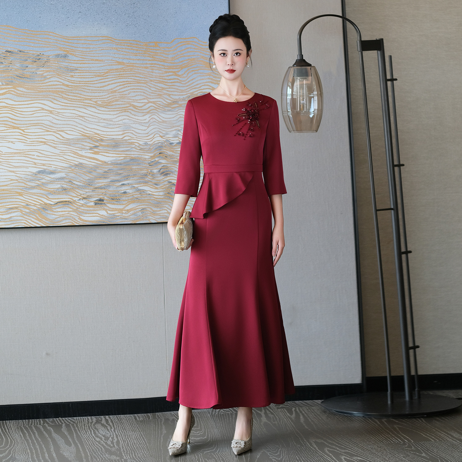 高端喜婆婆婚宴礼服装春秋新款