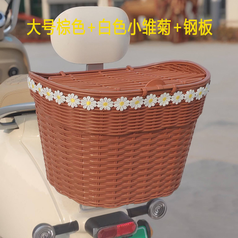 电动车后置车筐电摩车后尾篮带盖图片