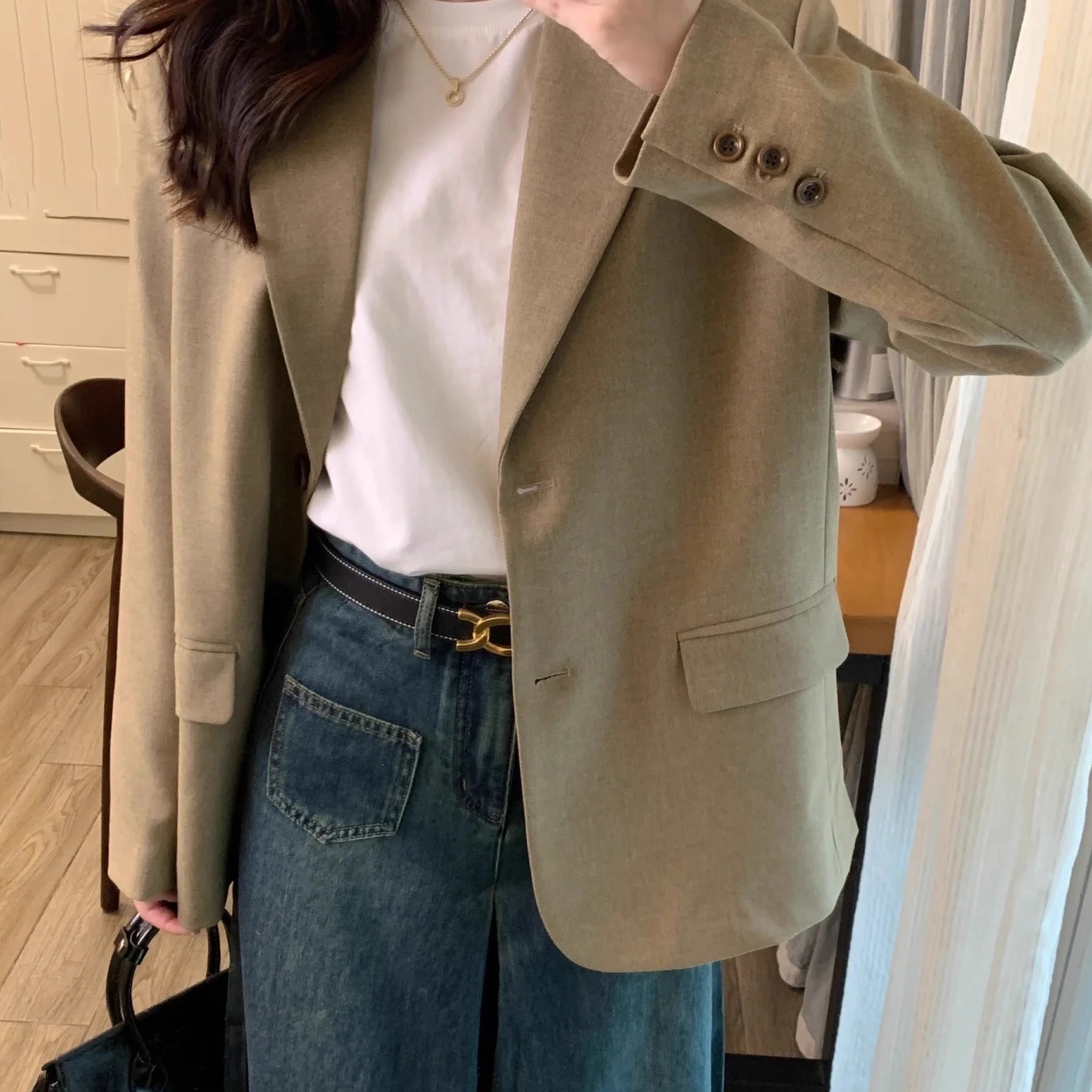 棕色西装外套女高级感2025春秋新款韩版宽松气质小个子西服上衣