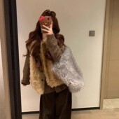 皮毛一体女马甲欧尼韩系设计感羊羔毛高级感宽松毛毛 2025秋冬新款