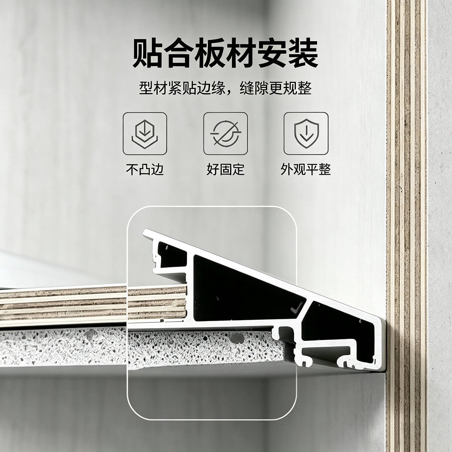 1公分薄如蝉翼斜面灯槽悬浮吊顶收口型材收边洗顶铝合金线性灯槽